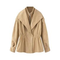2026 Summer New Arrival: European and American Cross-border Women's Vintage British Double-Collar Suede Jacket W034 26099 XS
