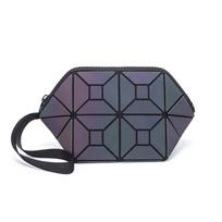 Pu Night Light Geometric Pattern Handbag For Women With Organizer And Gift Purpose Colorful gray