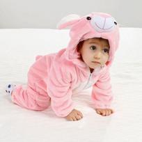 Coral Fleece Baby Hooded Rompers Soft Children Pajamas Panda Infant Jumpsuits  7-18 Months S-Style3 pink