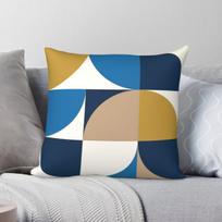 Mid Century Mustard & Blue Square Pillowcase Polyester Linen Velvet Creative Zip Decorative Pillow Sofa Seater Cushion Cover 18 40X40CM beige