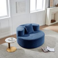 Plush Corduroy Couch Bean Bag Chair for Adults - No Assembly, Vacuum-Packed, Rebound, Abrasion-Resistant with Removable Cushion for Living Room, Bedr mėlyna