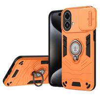 Hybrid Armor Shockproof Case For ZTE Blade A35E 4G Sliding Window Metal Ring Holder TPU Frame Hard Plastic Phone Cover Fundas ZTE Blade A35E 4G
