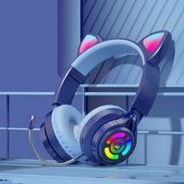 Foldable S3 Cat Ear Wireless Bluetooth Gaming Headphones with LED Lights
