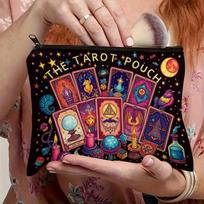 The Tarot Pouch Vibrant Cosmic Tarot Card Design Durable Polyester Compact & Portable Cosmetic Bag for Daily Use or Travel Pouch 18x25cm