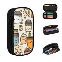 Boba Bubble Tea Cartoon Colourful Pattern Pencil Cases Large Capacity Pen Bags Pen Box Pencil Pouch For Boys Girls Stationery 21x10.5x5cm black