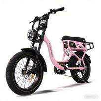 Pink T7 Electric Bike 20  Fat Bike, 250W 48V 18Ah Battery, For Two Passengers