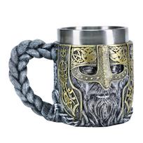 Viking Stainless Steel Single Handle Tomahawk Beer Mug Nordic Viking Warrior Mug Large Beer Mug Bar Drinkware Men's Gift 401-500ml pilka