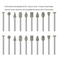 AT19-60-Grit Diamond Grinder Bit Shank Compatible For Stone Glass Resin Porcelain  Quartz Glaze Steel Carve