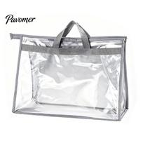 Breathable Handbag Storage Case Clear Dust Cover Bag with Handle, Transparent Moisture-proof Protective Sleeve Organizer, Dustproof for Handbags S pilka