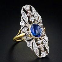 Two-color old money wind metal micro-set rings for women, imitation sapphire high-end dinner ring, popular no. 6 gray