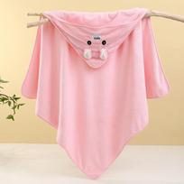 New Coral Fleece Baby Swaddle Blanket - Absorbent, Cute, Fun Edging for Newborns and Children 80*80 cm rožinė