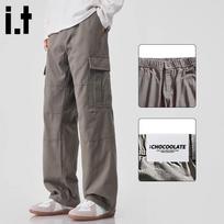CHOCOOLATEit Men's Fleece-Lined Loose Straight-Leg Cargo Pants XL chaki