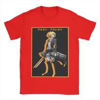 Men's T-Shirt Armin Arlert Attack on Titan Vintage Pure Cotton Tee Shirt Short Sleeve AOT Anime T Shirt Crew Neck Clothing Gift 3XL black