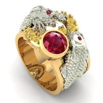 Jewelry Two-Color Surround Dragon Ruby Ring Atmospheric Fashion Single Item No. 5 brown