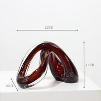Glass Handicrafts Geometric Knot Hollowed-out Cross-wound Glass Sculpture Crossed Ring Home Decoration Accessories black