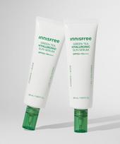 Innisfree Green Tea Hyaluronic Acid Moisture Sun Serum SPF50+ PA++++ Duo Set white