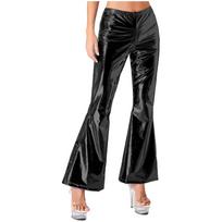 Moteriškos Metalinės Platejančios Kelnės Elastingas Juosmuo Varpelio Dizainas Blizgančios Disco Kelnės Cosplay Šokio Kostiumas S juoda