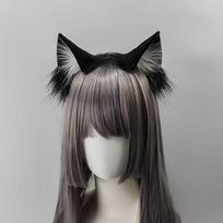 Animacinis pliušinis katės ausų lankelis moterims mergaitėms Cosplay plaukų juosta juokingas mielas Lolita plaukų lankelis kūrybingi plaukų aksesuarai dovanos gray