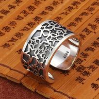 925 Silve Topaz Ring for Women Gift Lace Hollowing Out Wide Versatile Grace Vintage Jewelry white