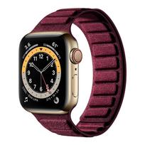 Apple Watch S11/S10 Square Magnetic Suede Velvet Strap 46mm vyno raudonos spalvos