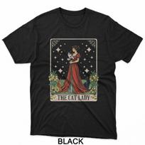 The Cat Lady Tarot Card Vintage Gothic Cat Women Cat Mom T-Shirt S gray