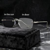 Men's and Women's Frameless Square Square Light Sensing Color Changing Flat Glasses Can Be Used for Outdoor Sunshade Sunglasses