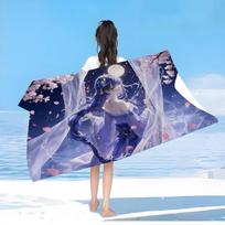 Raiden Shogun Genshin Impact Microfiber Beach Towel Absorbent Quick dry Soft Yoga Swimming Resort Mountain Climbing Towel W30*H60(CM) blue