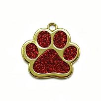 Glitter Paw Print Zinc Alloy Dog ID Tag with Engravable Footprint Design 29.5 x 29.5 x 1.8 mm beige