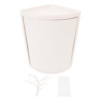 360° Rotating Countertop Corner Storage Cabinet Dust Proof PP Rack For Bathroom Kitchen Cosmetic Spice Organizer smėlis
