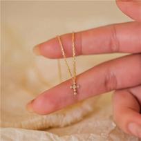S925 Sterling Silver & Gold-Plated Cross Necklace - Minimalist Luxury Clavicle Chain for Women 925 Silver