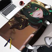 New Nefer Genshin Impact Mouse Pad Anime Cute Girl HD Printing Mousepad Kawaii xmm Nonslip Rubber Desk Mat Desk Protector 400x800x2mm black