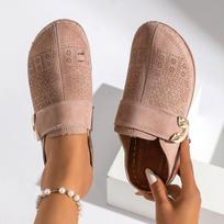 Plus Size Velcro Closed-Toe Summer Slippers for Women - Breathable and Casual with Metal Accent (Size 43) 40