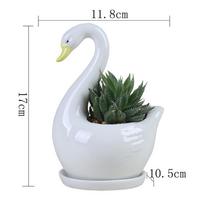 Cartoon White Swan Small Succulent Flower Pot Personalized Ceramic Crafts Office Home Ornament Gardening Creativity excluding plants