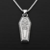 Necklace Halloween Coffin Cross Halloween Pendant 50CM(Necklace Size) gray