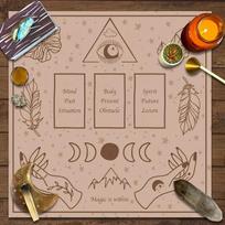 Simple Tarot Cards Tablecloth Altar Cloth With Moon Starry Sky Witch Hands Crystal Divination Cloth Tarot Mat Decor Card Pad Peach skin 18*18(CM)-1Pcs brown