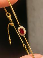 Cross-border Best-selling Women's S925 Silver-plated 18K Gold Pigeon-blood Red Synthetic Ruby Bead Modern Minimalist Bracelet