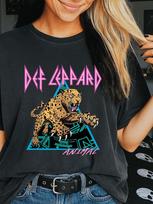 80s Def Leppard Tshirt Band Tee Band Graphic Tee Def Leopard Animal Armageddon Cotton Unisex Fit 3XL brown