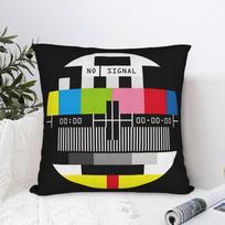 Printed No Signal TV Test Card 90's Pillowcase Polyester Cushion Cover Decorative Nostalgic PAL Pillow Case Cover Home Square 50X50CM gray