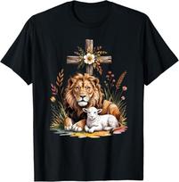 Lion of Judah Lamb of God Christian Cross Faith Symbol TShirt unisex TShirt Unisex T-Shirt XXXL brown