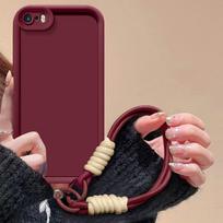 For iPhone 5 5s SE Case For iPhone SE 2020 2022 iPhone5 iPhoneSE 5S Phone Case Bumper Cover Soft Silicone Anti loss hanging rope iPhone 5 brown