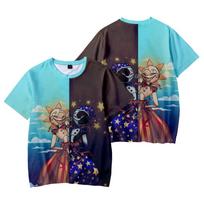 Sundrop Moondrop FNAF Security Breach Star Sky Background 3D Printed T-Shirt, Sun Moon Animatronic Graphic Short Sleeve Tee XS blue