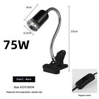 1 rinkinys 50/75W UVA UVB šviesa, deginimosi vieta, imituojama saulės šviesa, roplių šildymo lempa vėžliui, driežui, reguliuojama šildymo lempa 75W A black