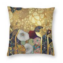 Gustav Klimt Golden Floral Square Pillowcase Polyester Linen Velvet Printed Zip Decor Pillow Case Room Cushion Case 30cmx30cm(12x12Inch) beige