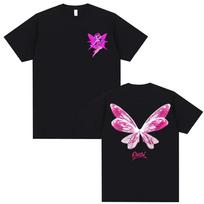 Omar Courtz Por Si Manana No Estoy Album 2026 Butterfly Graphic T Shirt Men Women Harajuku Aesthetic Casual T-shirts Streetwears M pink