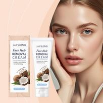Women Facial Depilatory Cream Coconut Hair Removal Upper Lip Chin Nonirritating Painless Gentle Epilator for Home Spa Use one size beige