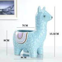 Funny Cartoon Alpaca Succulent Planter, Quirky Ceramic Animal Flower Pot for Desk Shelf, Mini Cactus Home Decor white