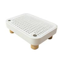 Tray-Side Household Step Platform for Cats Litter Entry, Textured Plastic Support and Washable Off-Floor Form for Use šviesiai pilka spalva