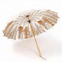 Oilcloth Umbrella, Handmade Bamboo Umbrella, Tung Oil Straight Umbrella, Long-Handled Umbrella, Old-Fashioned Retro Style, Republic of China Style White Birch Tree balta