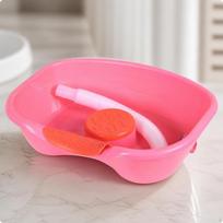 Ergonomic Reclining Shampoo Basin | Contoured, Bedside Hair Washing Basin, for Home Care rožinė