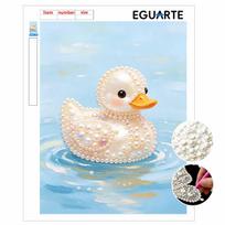 Framed Pearl Painting Kit Cute Rubber Duck Pattern DIY 3D Bead Canvas Art Creative Leisure Craft Home Decoration Modern Wall Hanging Decor Set 20x30 With frame white